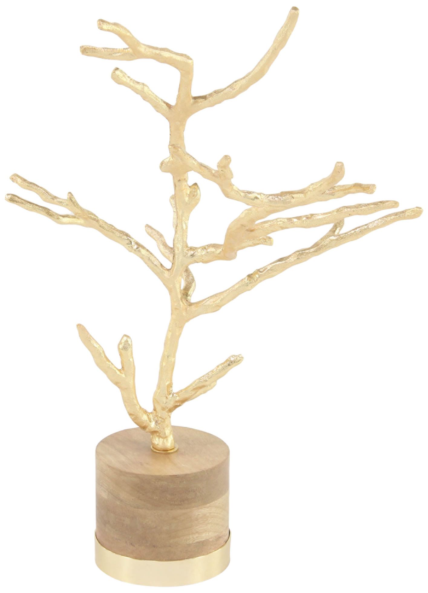 Rustic 22" High Textured Gold Tree on Wood Base Sculpture