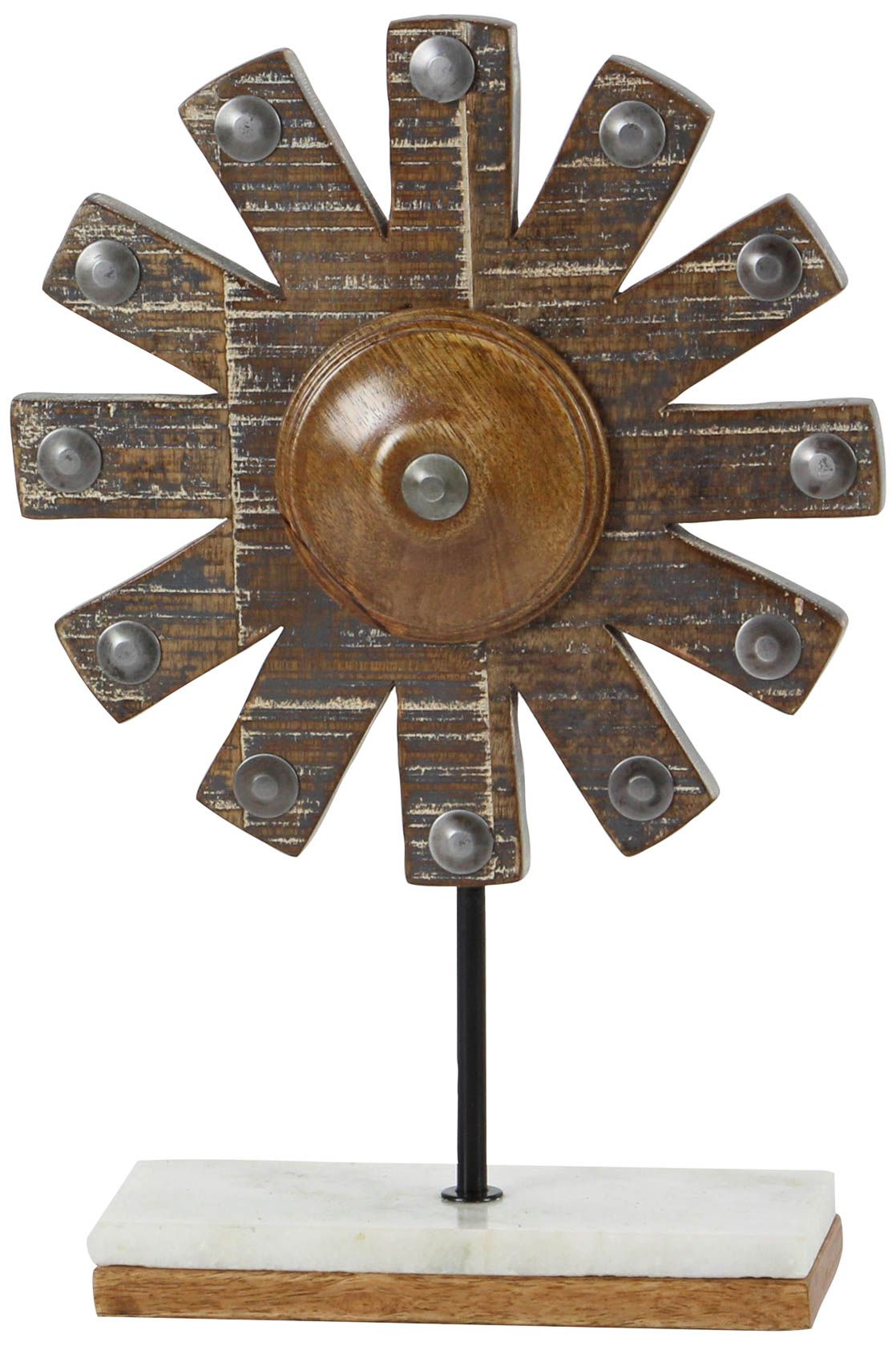 Farmhouse Distressed Gray 16" High Wooden Windmill Sculpture