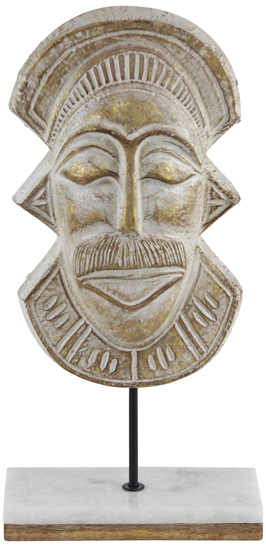 Eclectic Distressed Brown 18"H Paper Mache Mask Sculpture