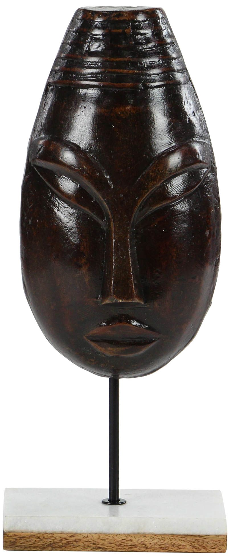 Eclectic Dark Brown 17" High Paper Mache Mask Sculpture