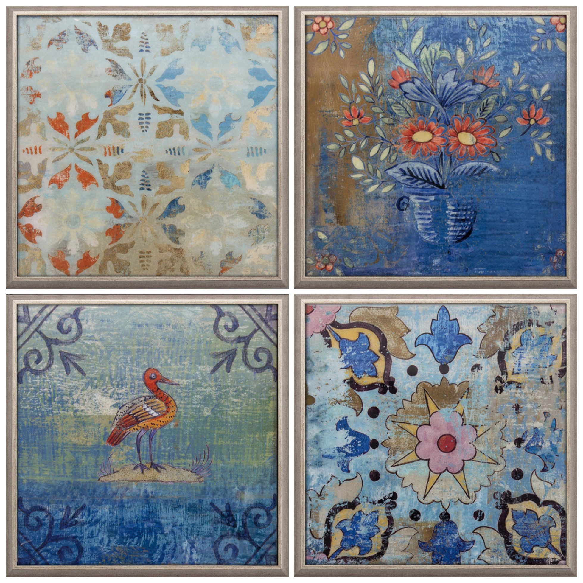 Boho Nature 13" Square Textured Wall Art Set of 4