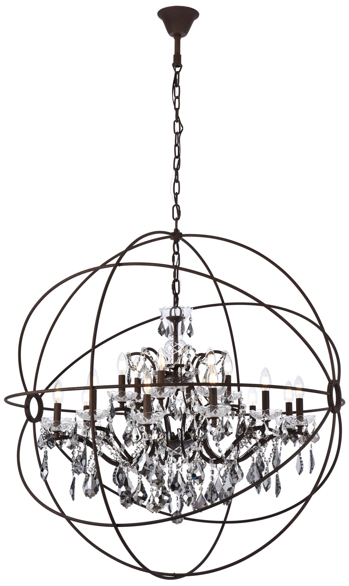 Geneva Dark Bronze and Crystal Orbital 25-Light Chandelier