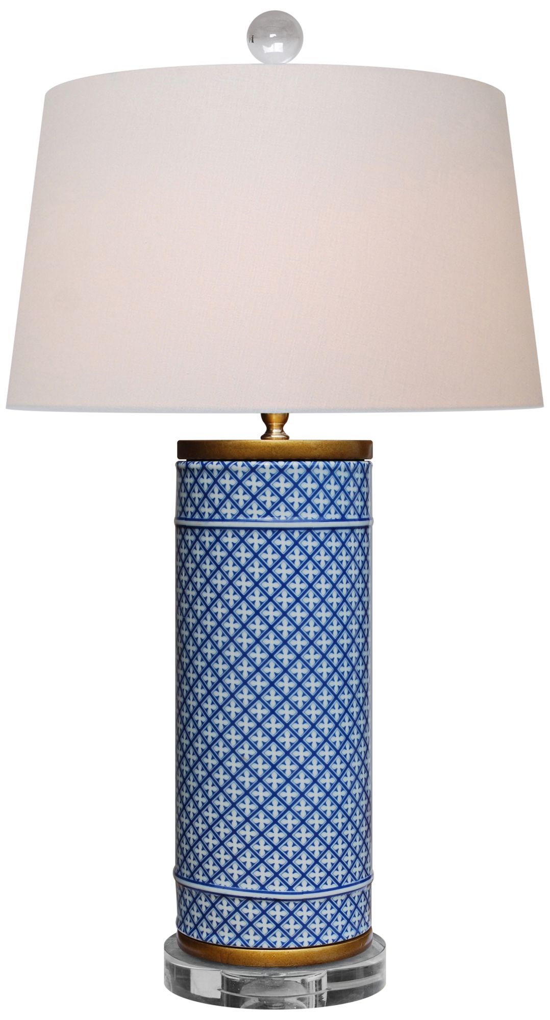 Zelda Blue and White Porcelain Cylindrical Vase Table Lamp