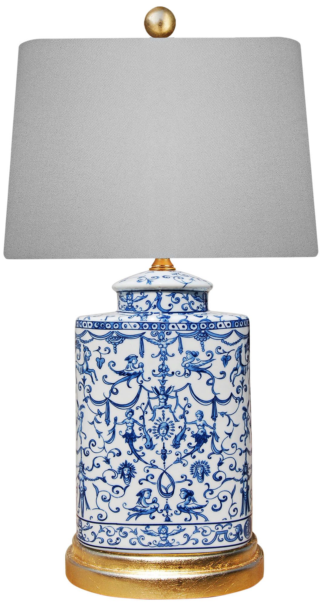 Diana Blue and White Porcelain Oval Jar Accent Table Lamp