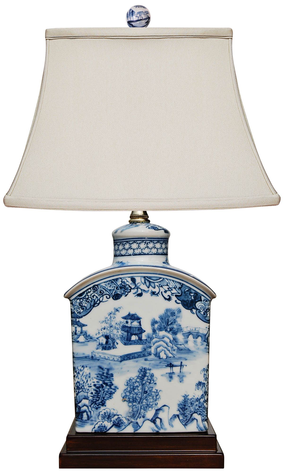 Elison 17 1/2"H Blue and White Porcelain Tea Jar Table Lamp 61Y33