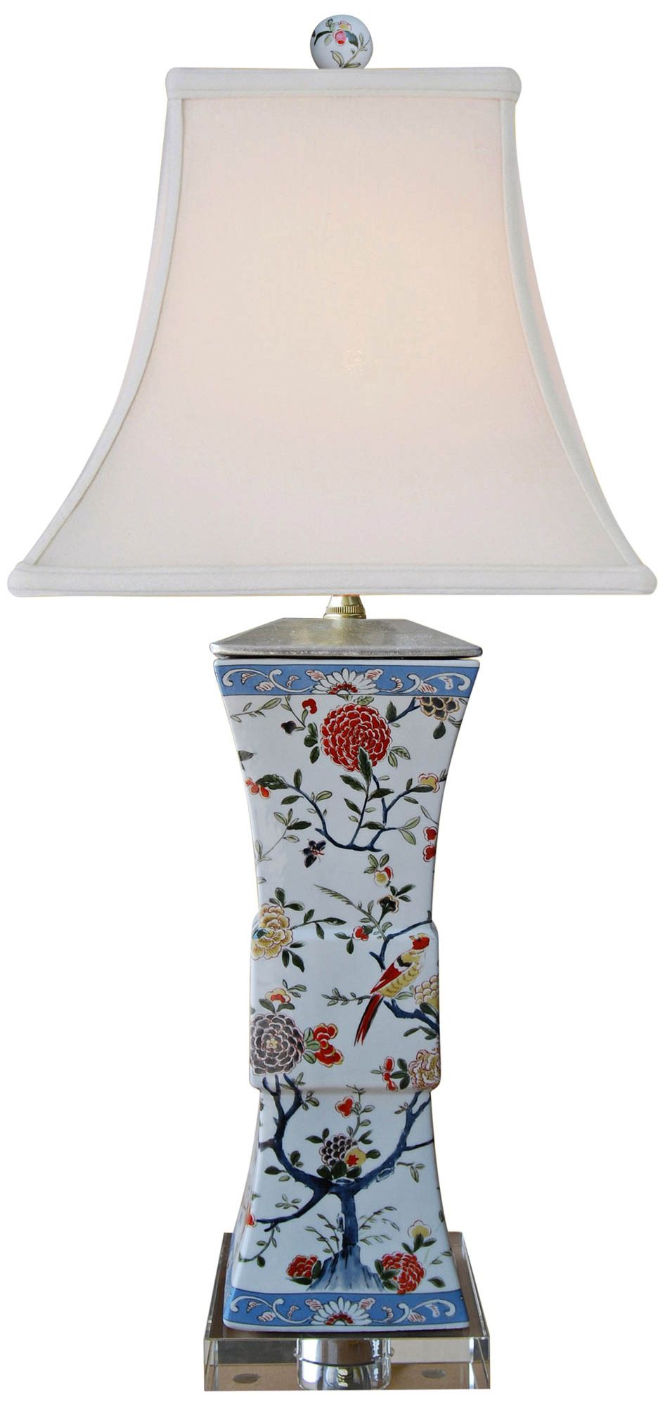 Kaede Multi-Color Porcelain Square Vase Table Lamp