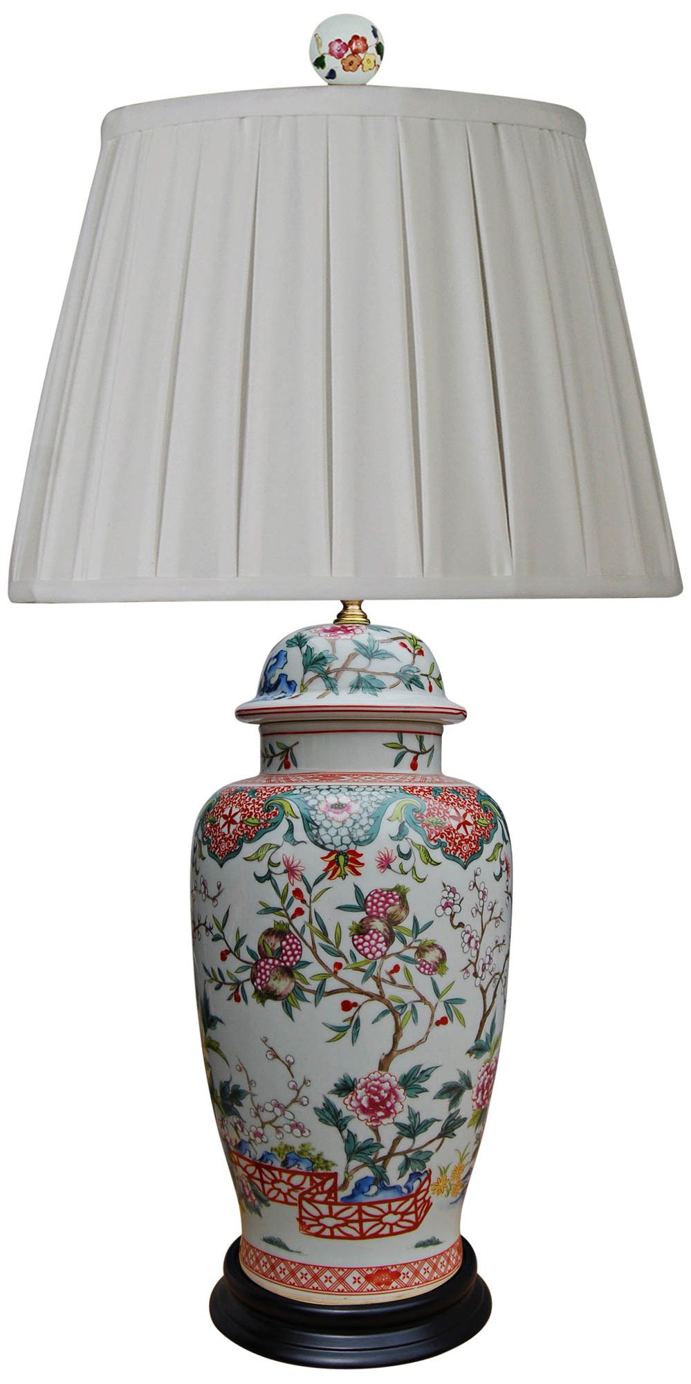 Dara Multi-Color Porcelain Table Lamp with Anna Rayon Shade