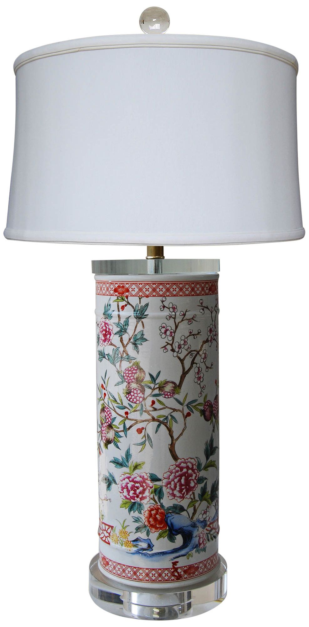 Harold MultiColor Rose Flower Cylindrical Vase Table Lamp 61Y73