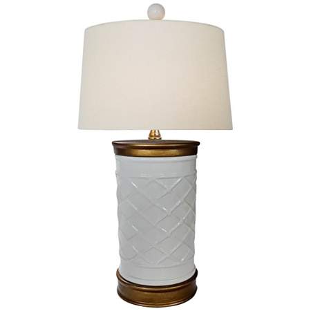 Serpentine White Porcelain Zig Zag Vase Accent Table Lamp