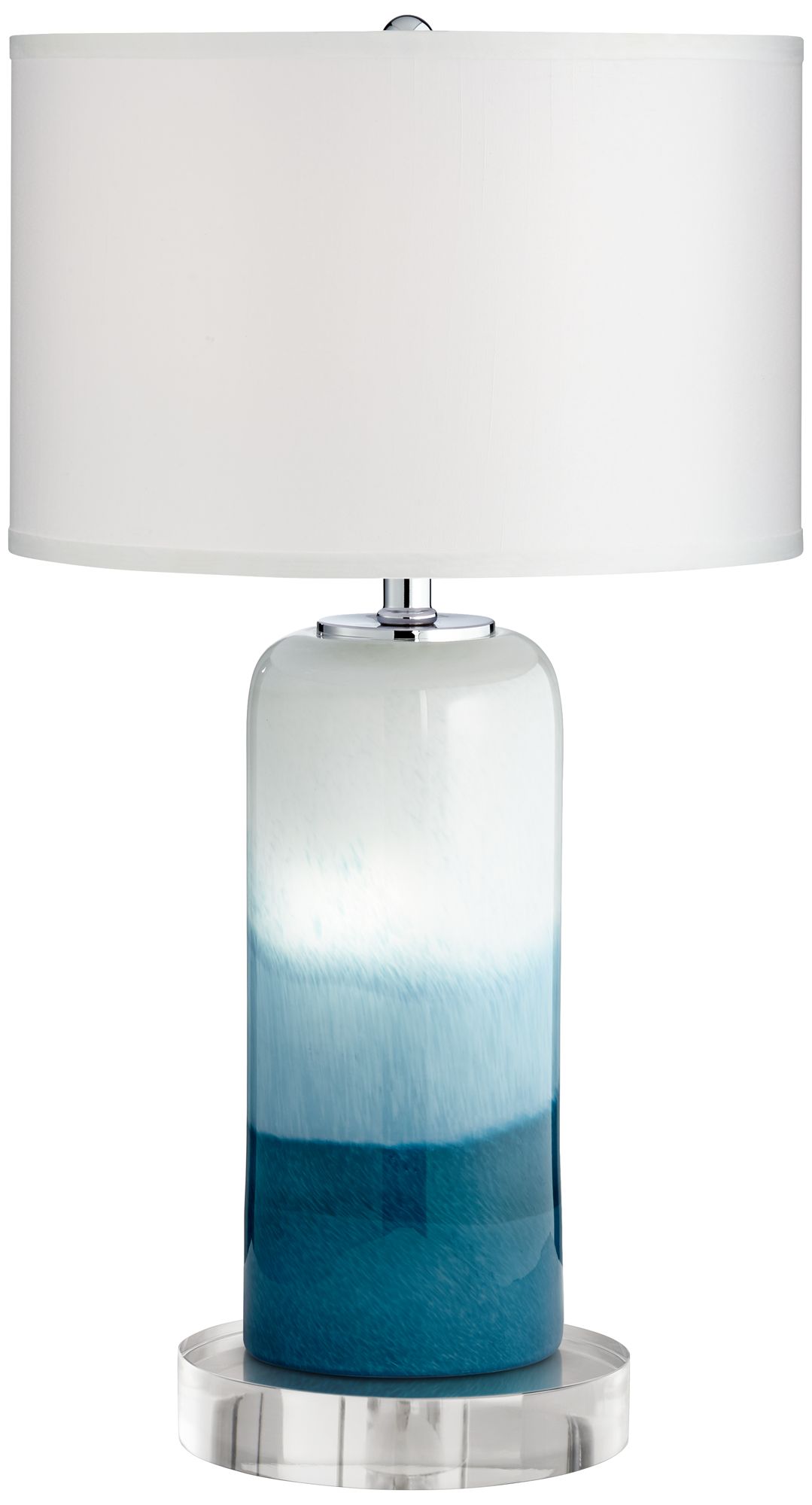 Roxanne Blue Art Glass Table Lamp With 8" Wide Round Riser