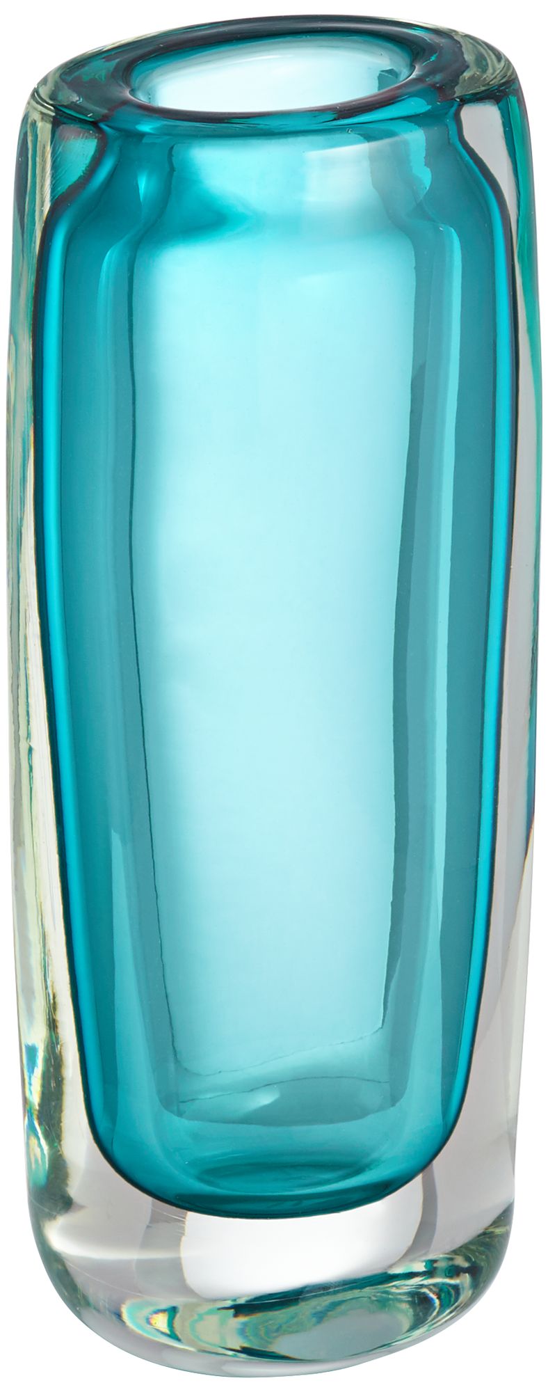 Tia 9 1/2" High Green-Blue Modern Glass Vase