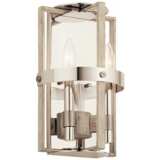 Peyton 12 3/4&quot; High White-Washed Wood 2-Light Wall Sconce