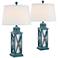 Bondi Largo Blue Coastal Lantern Table Lamps Set of 2