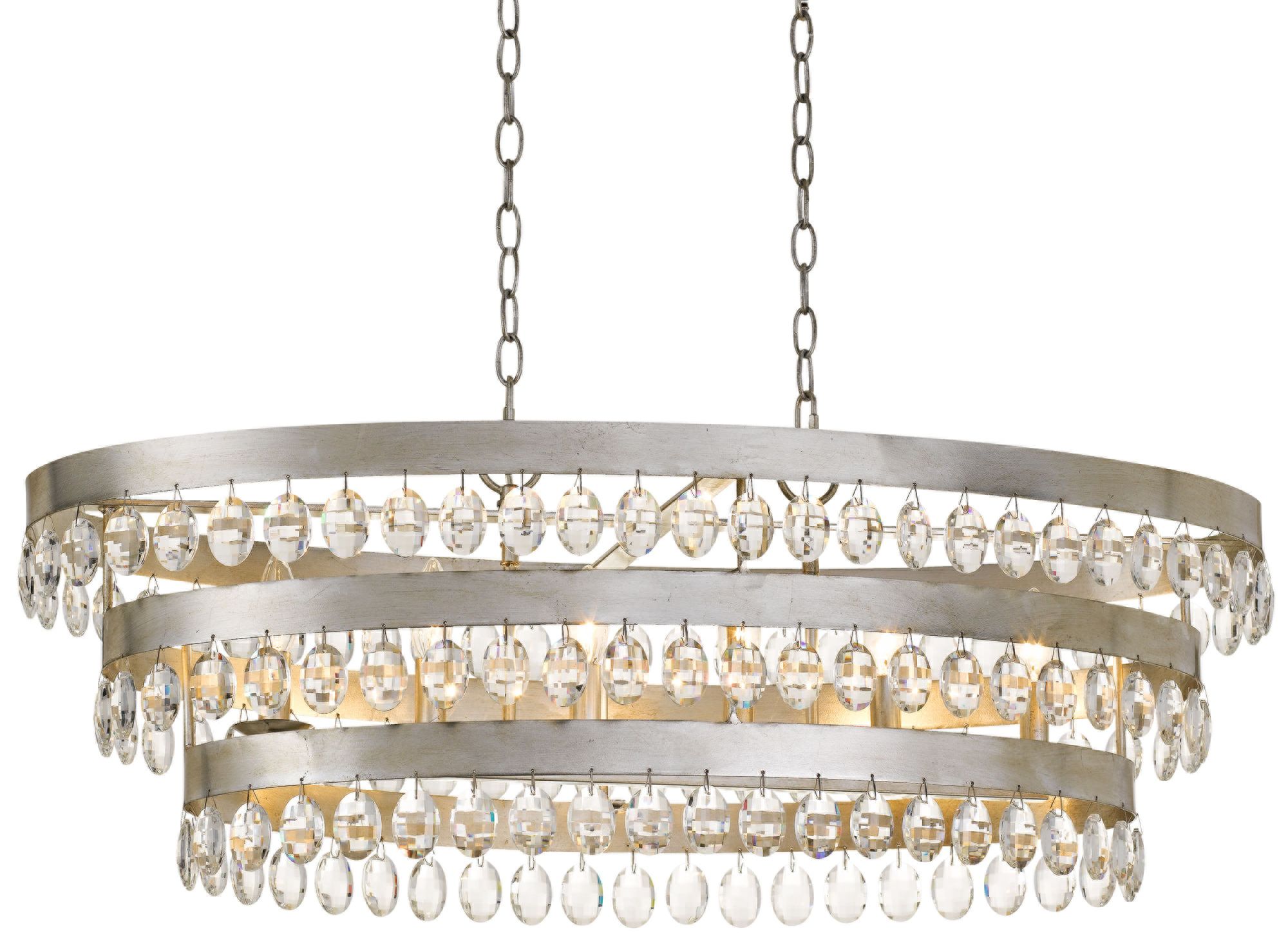 Perla 36"W Antique Silver Kitchen Island Light Chandelier - #62F03 | Lamps Plus