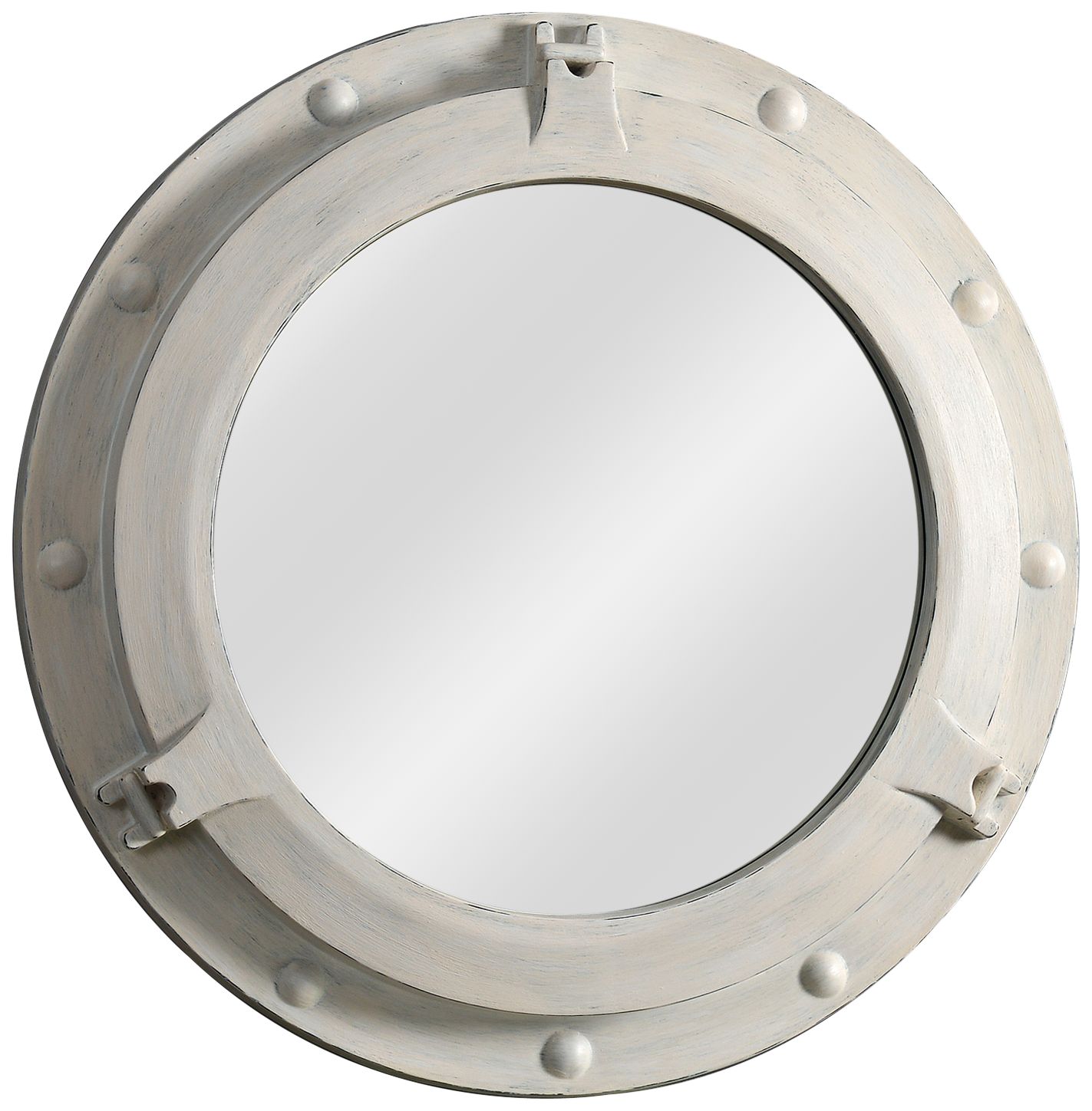 Kenroy Home Starboard Distressed White 34" Round Wall Mirror