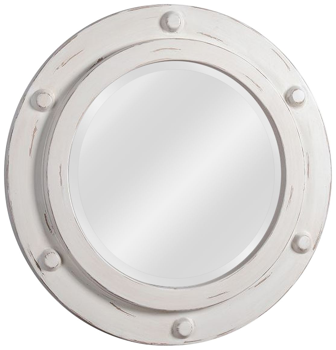 Kenroy Home Portside Distressed White 24" Round Wall Mirror