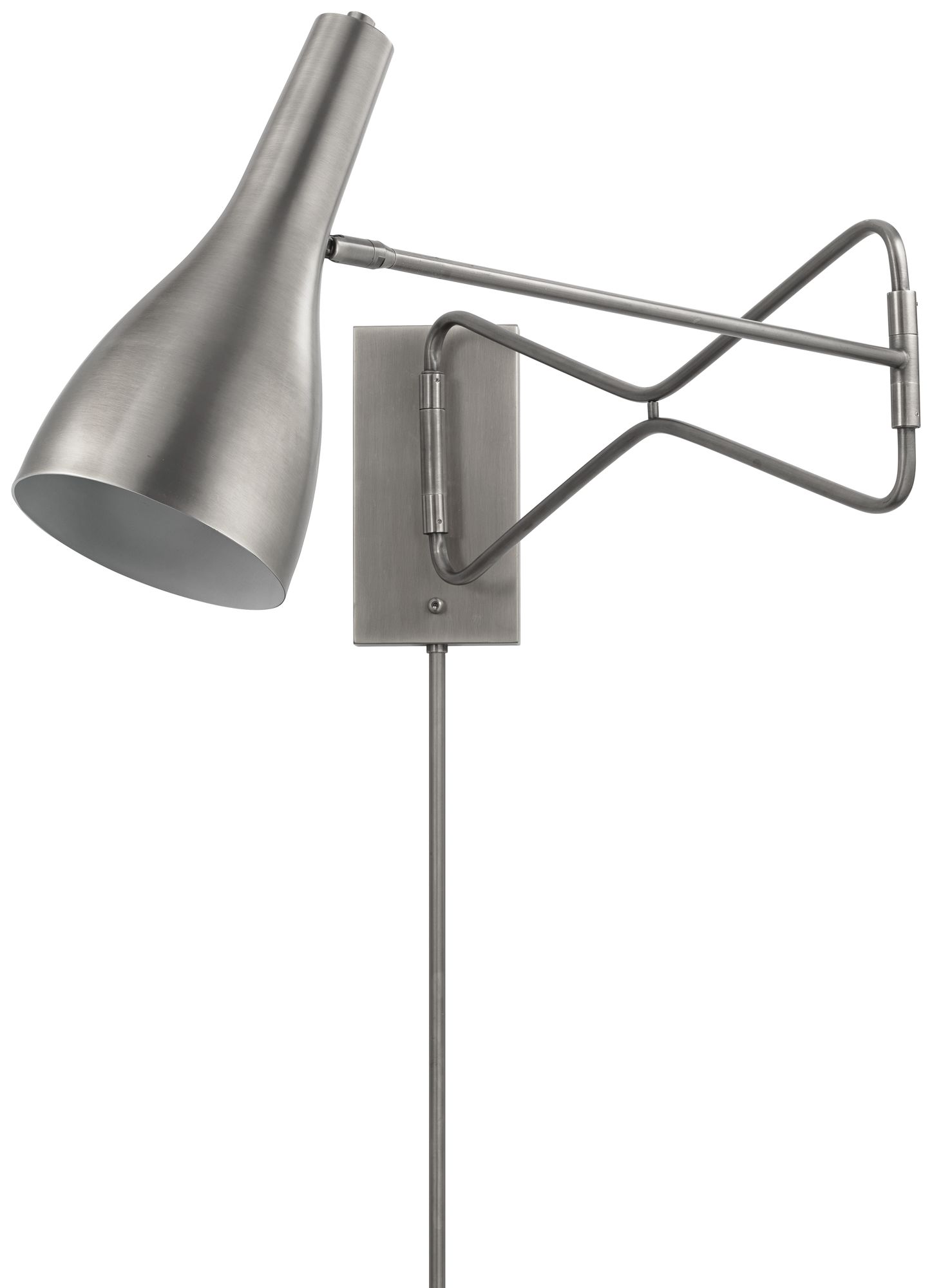 Jamie Young Lenz Gray Gun Metal Plug-In Swing Arm Wall Lamp
