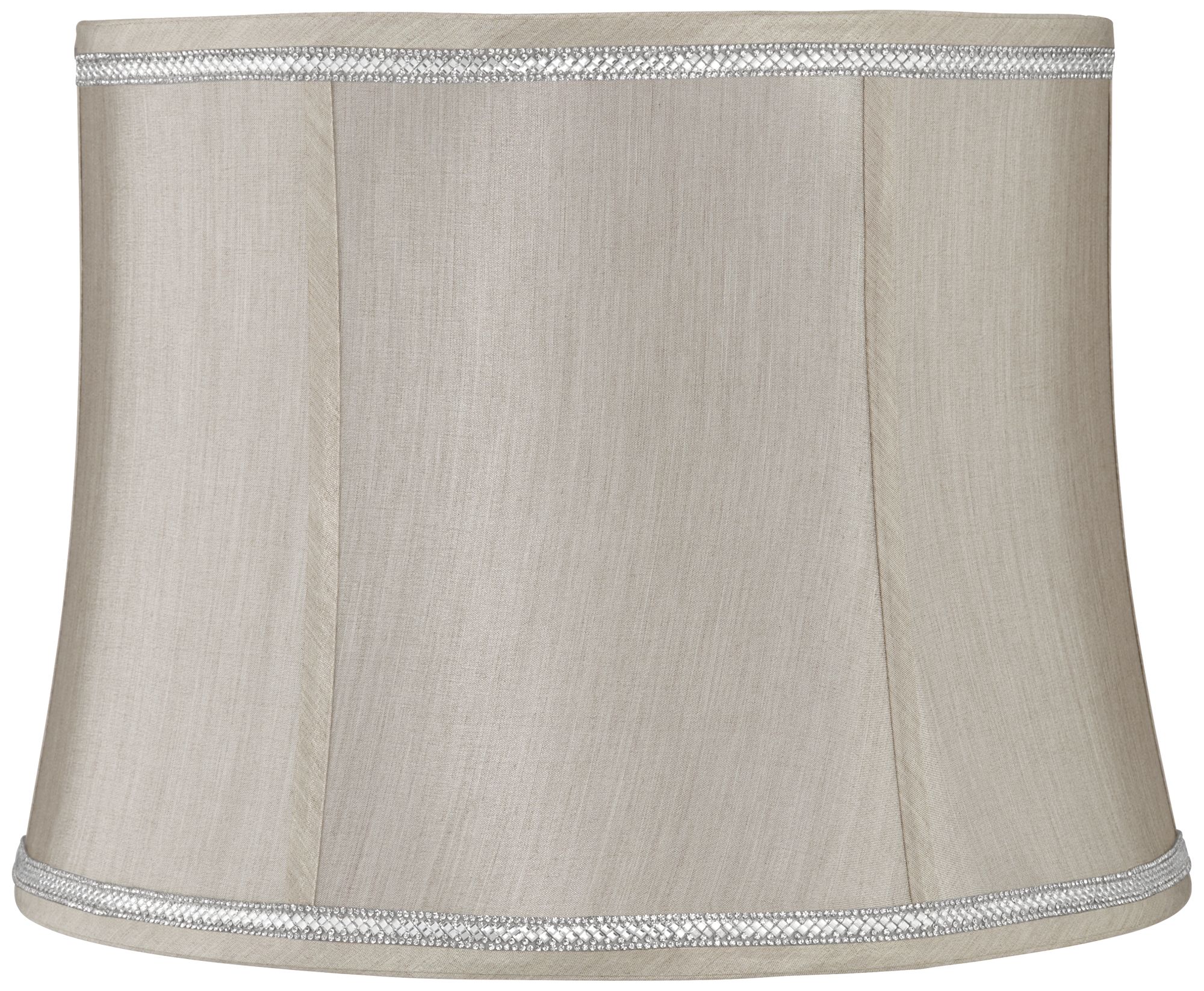 Round Gray Lamp Shade 14x16x12 (Spider) W/ Rhinestone Trim