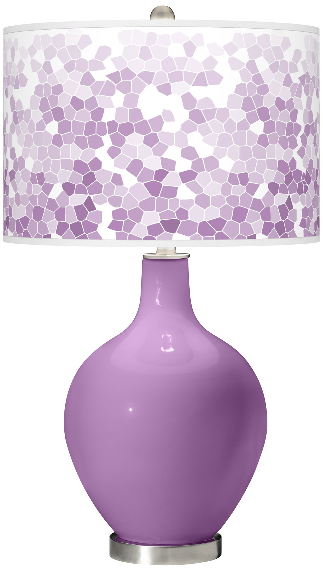 African Violet Mosaic Giclee Ovo Table Lamp