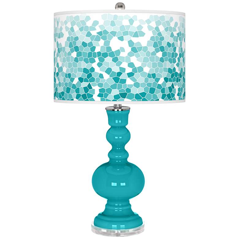 Surfer Blue Mosaic Giclee Apothecary Table Lamp