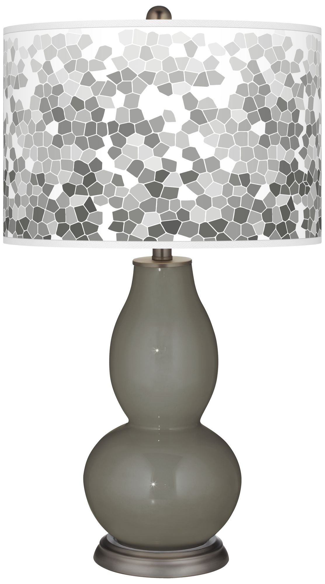 Gauntlet Gray Mosaic Giclee Double Gourd Table Lamp
