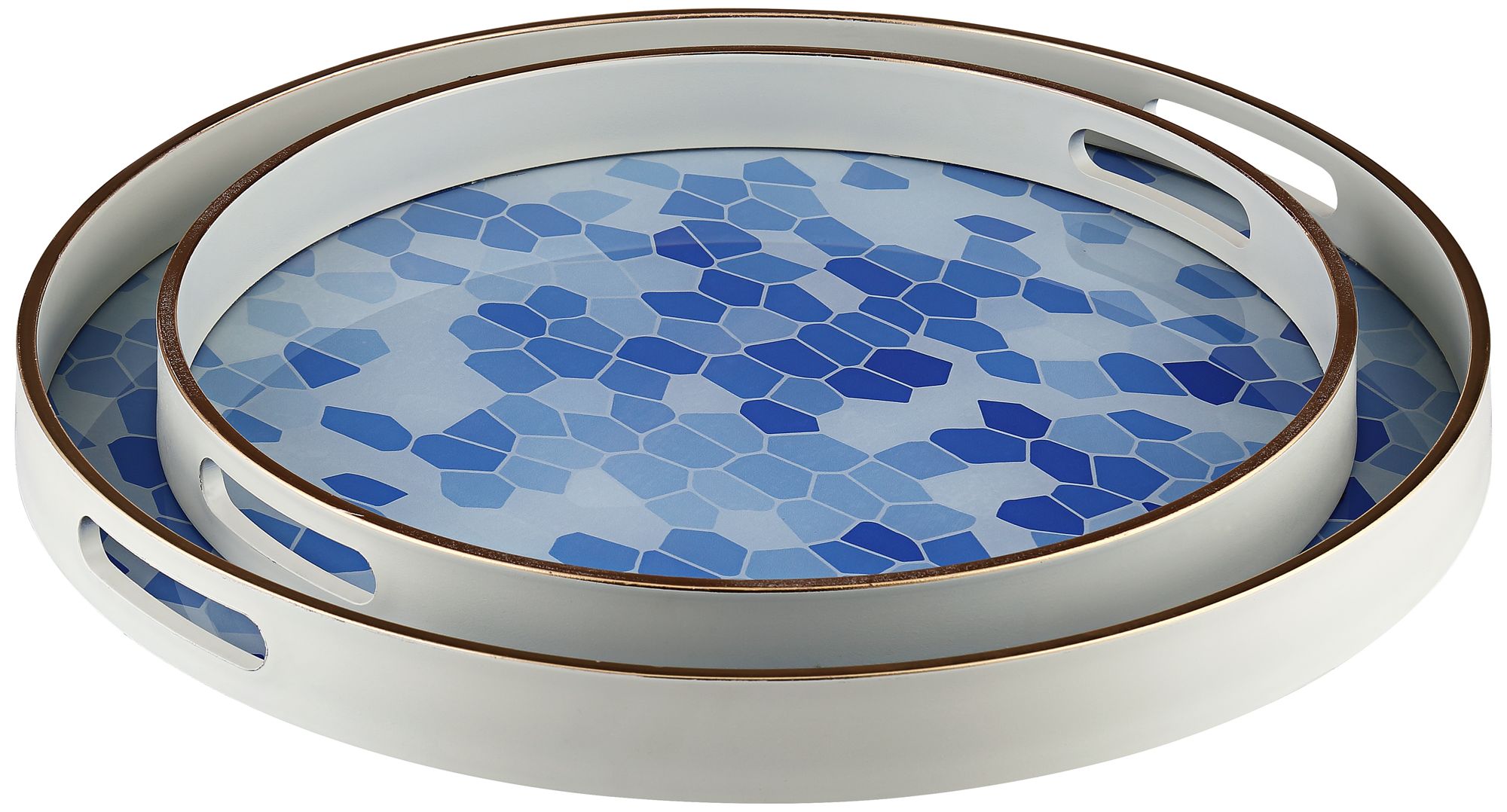 Izabel Blue and White Patterned Round Tray