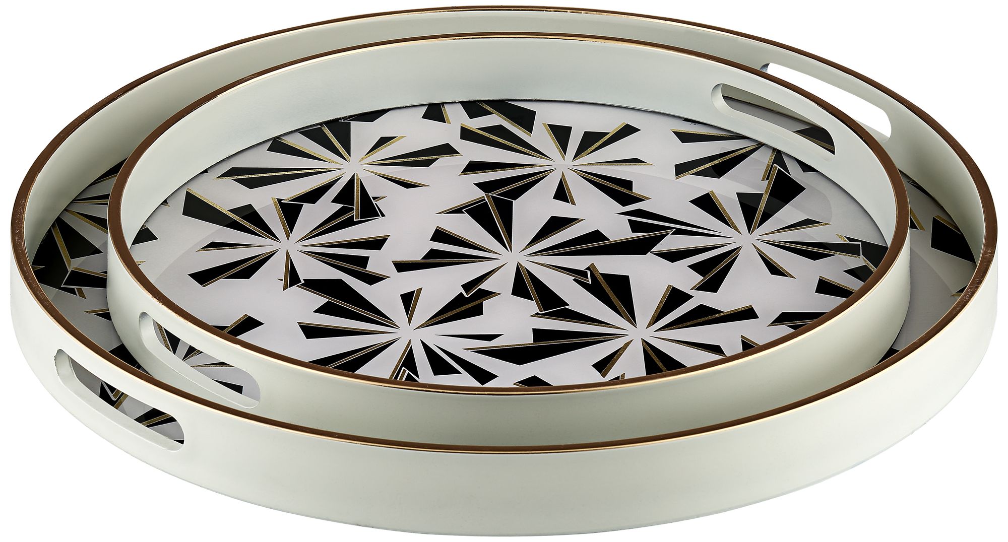 Hadi Black and White Round Patterned Tray