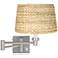 Brushed Nickel Woven Seagrass Shade Swing Arm Wall Lamp