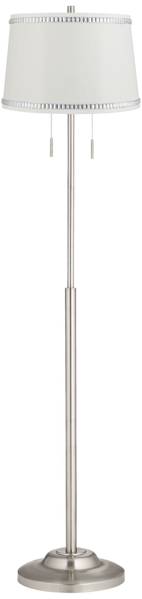 Abba White Drum Shade Brushed Nickel Floor Lamp