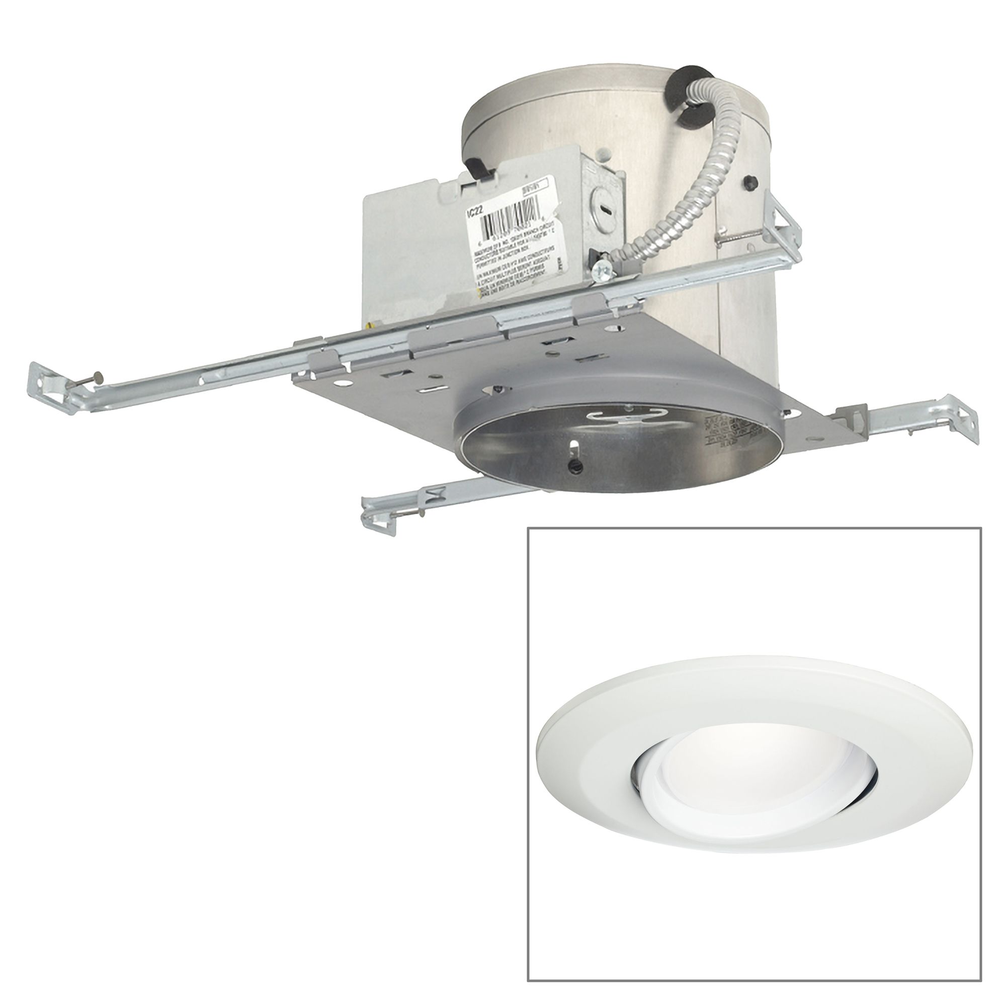 6" IC New Construction 15W LED Eyeball Recessed Light Kit