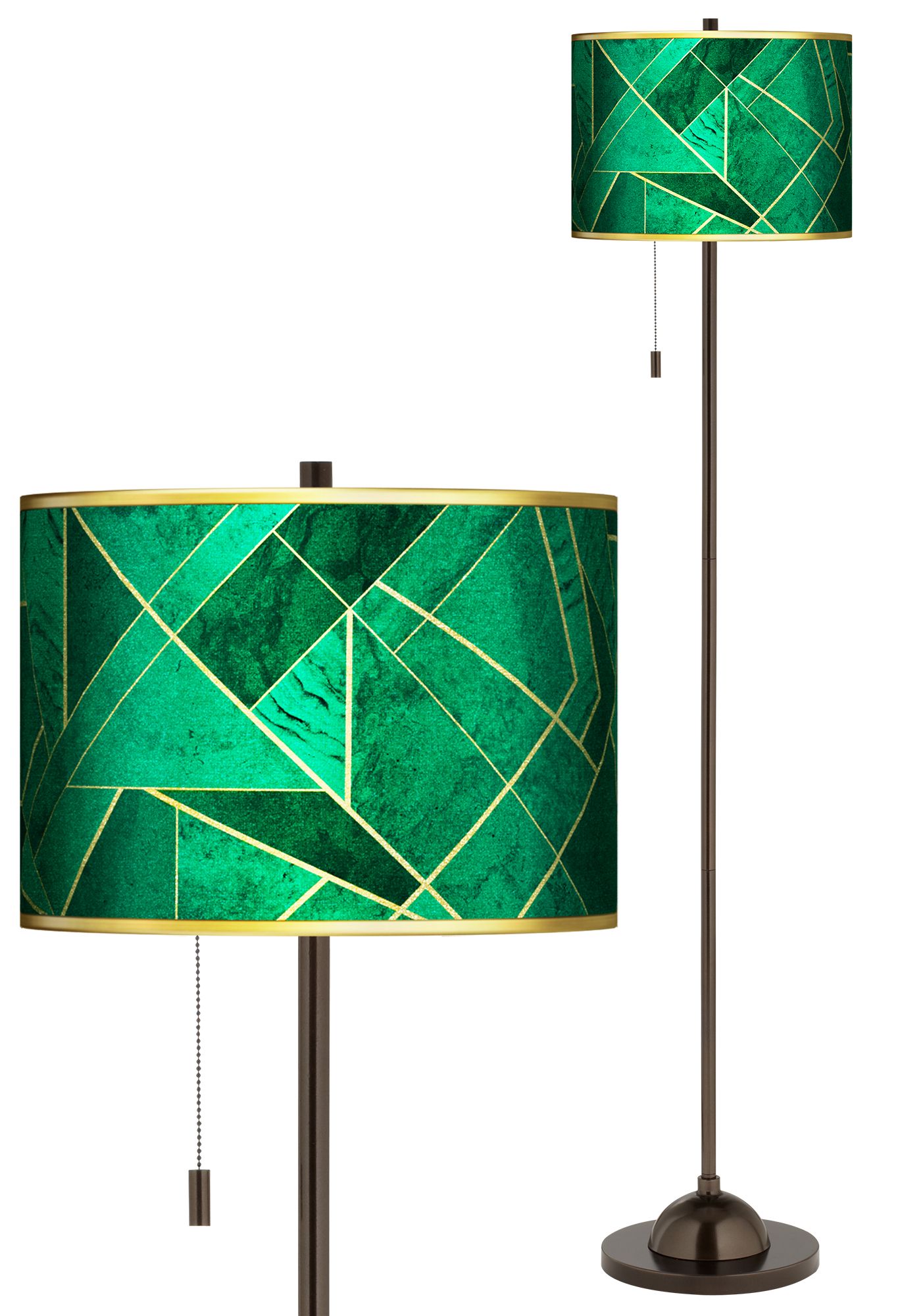 Emerald City Gold Metallic Giclee Glow Bronze Club Floor Lamp