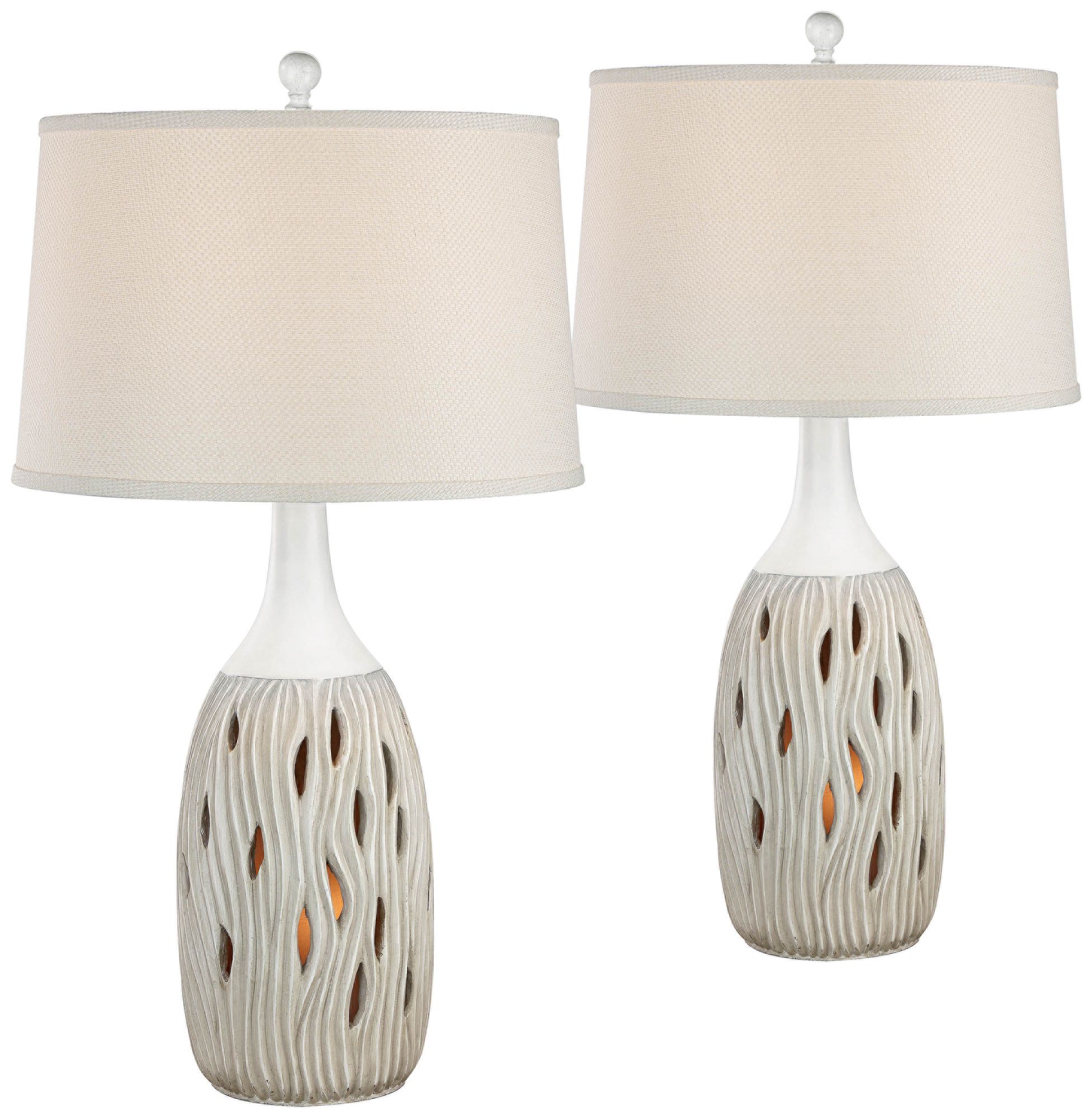 Omura Modern Oyster Night Light Table Lamps Set of 2