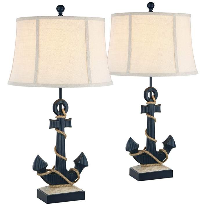 Drew Nautical Navy Blue Anchor Table, Nautical Table Lamps