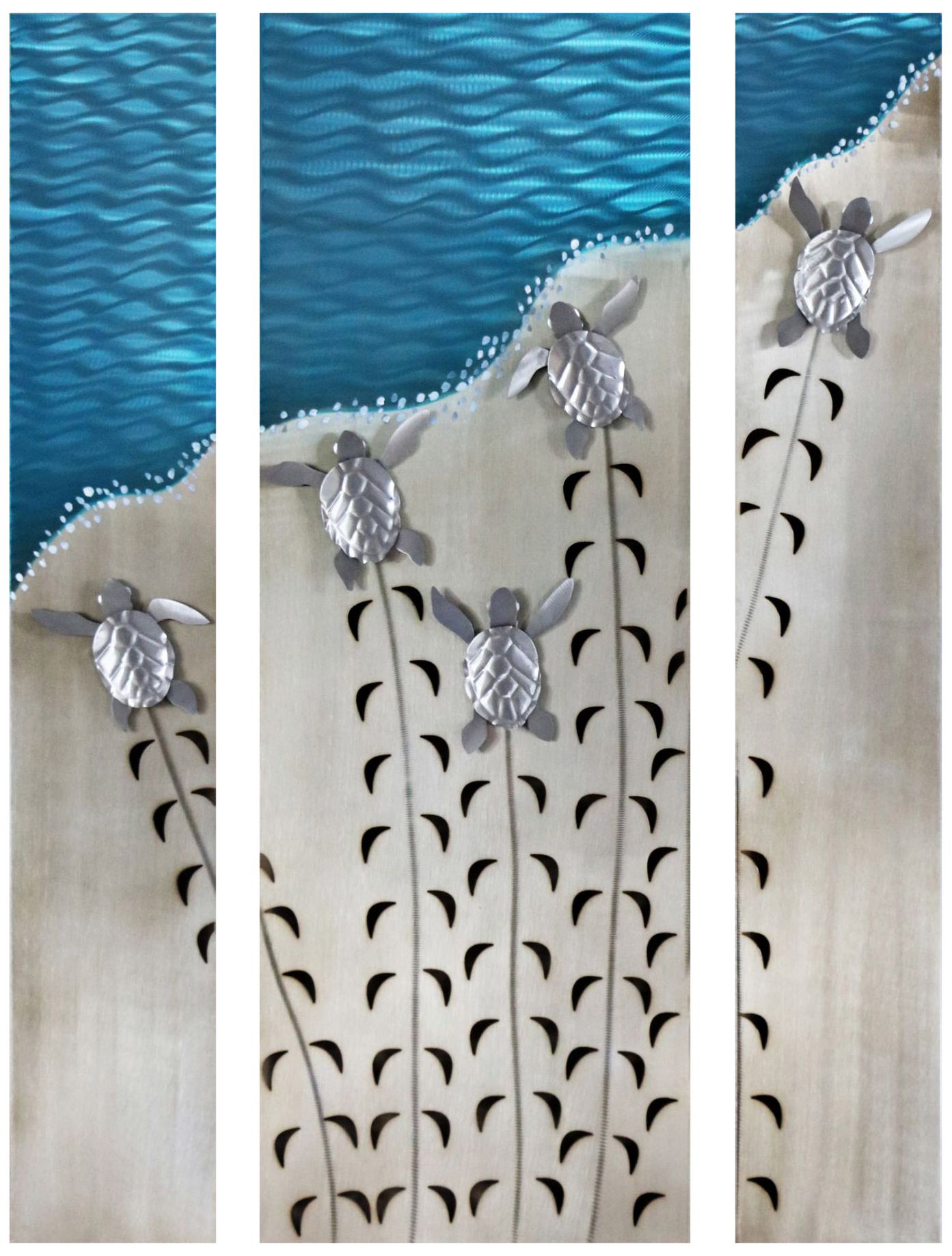 Making Tracks Triptych 47" High 3-Piece Metal Wall Art Set