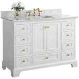 Audrey 48&quot;W White Marble Gold Hardware Single Sink Vanity