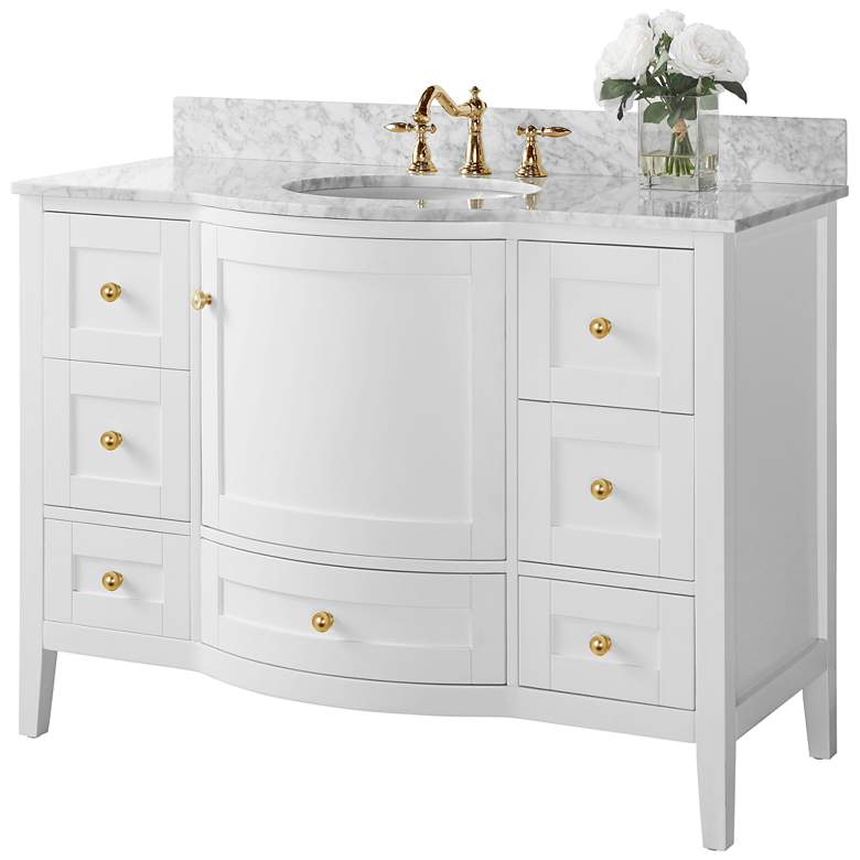 Lauren 48&quot; Wide Gold/White Marble Single Sink Vanity
