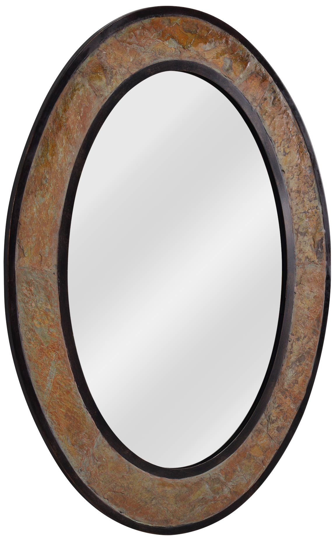 Bolton Natural Slate Copper 25 1/2" x 34" Oval Wall Mirror
