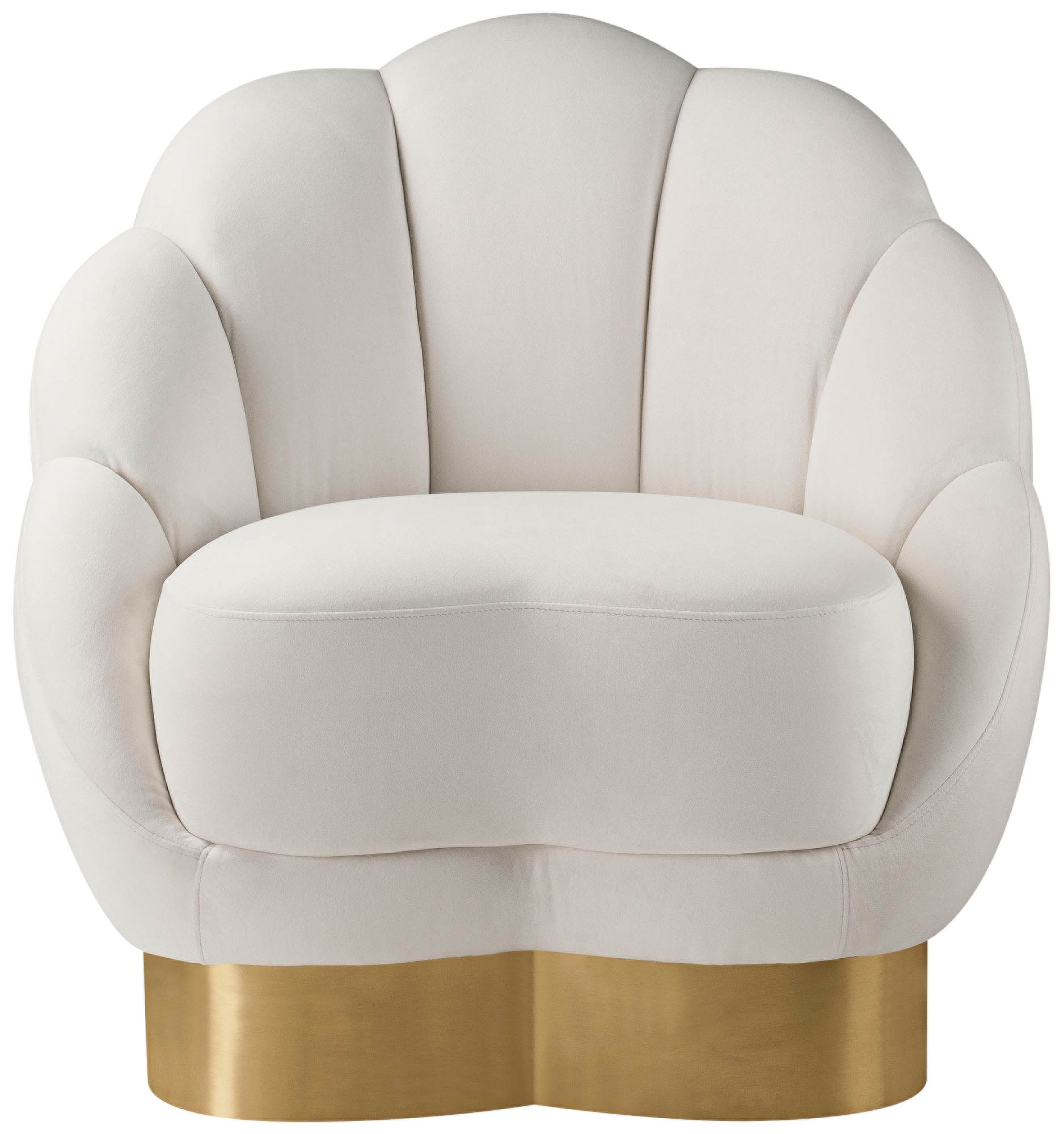 Bloom Cream Velvet Channel Tufted Accent Chair