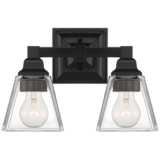 Mencino 8 3/4&quot;H Gloss Black Clear Glass 2-Light Wall Sconce