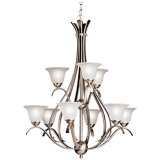 Dover Collection 29&quot;W Brushed Nickel Nine Light Chandelier