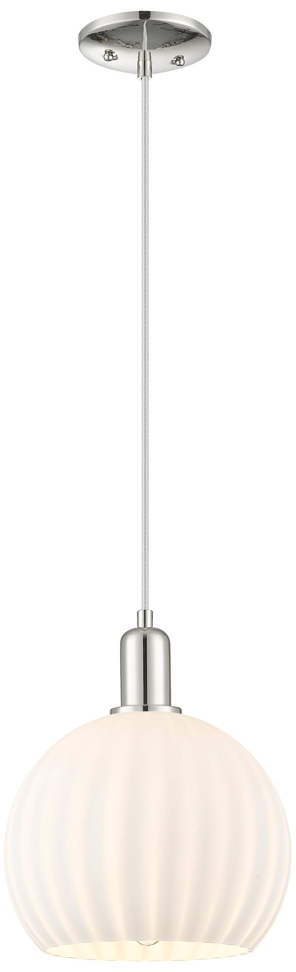 Innovations Lighting Arcadia White Venetian 10" Wide Polished Nickel Cord Hung Mini Pendant