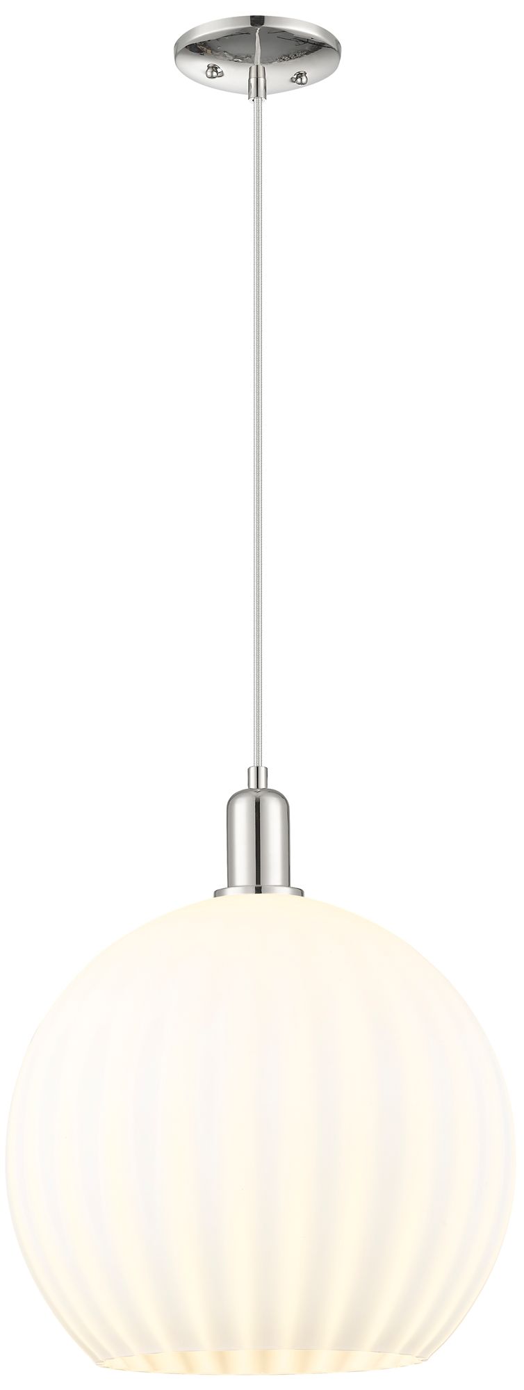 Innovations Lighting Arcadia White Venetian 14" Wide Polished Nickel Cord Hung Mini Pendant