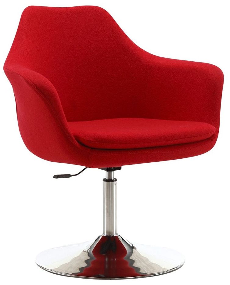 Kinsey Red Wool Adjustable Swivel Accent Chair
