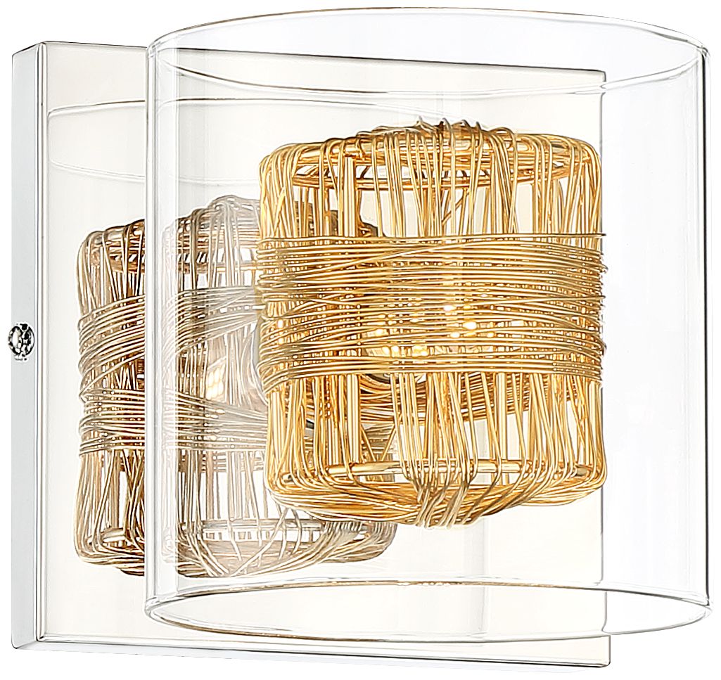 Possini Euro Wrapped Wire 5" High Gold Wall Sconce