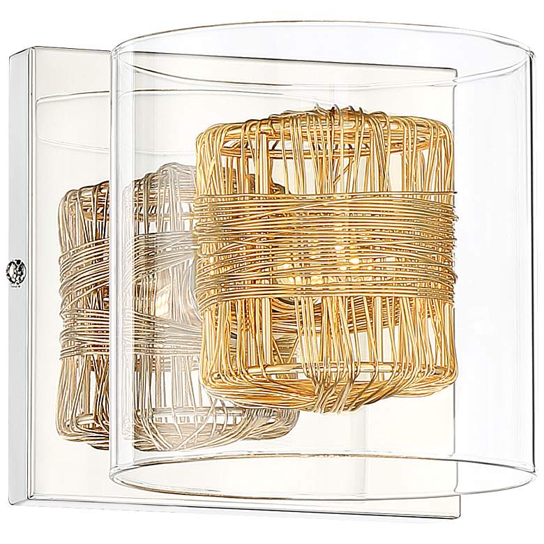 Possini Euro Wrapped Wire 5&quot; High Gold Wall Sconce