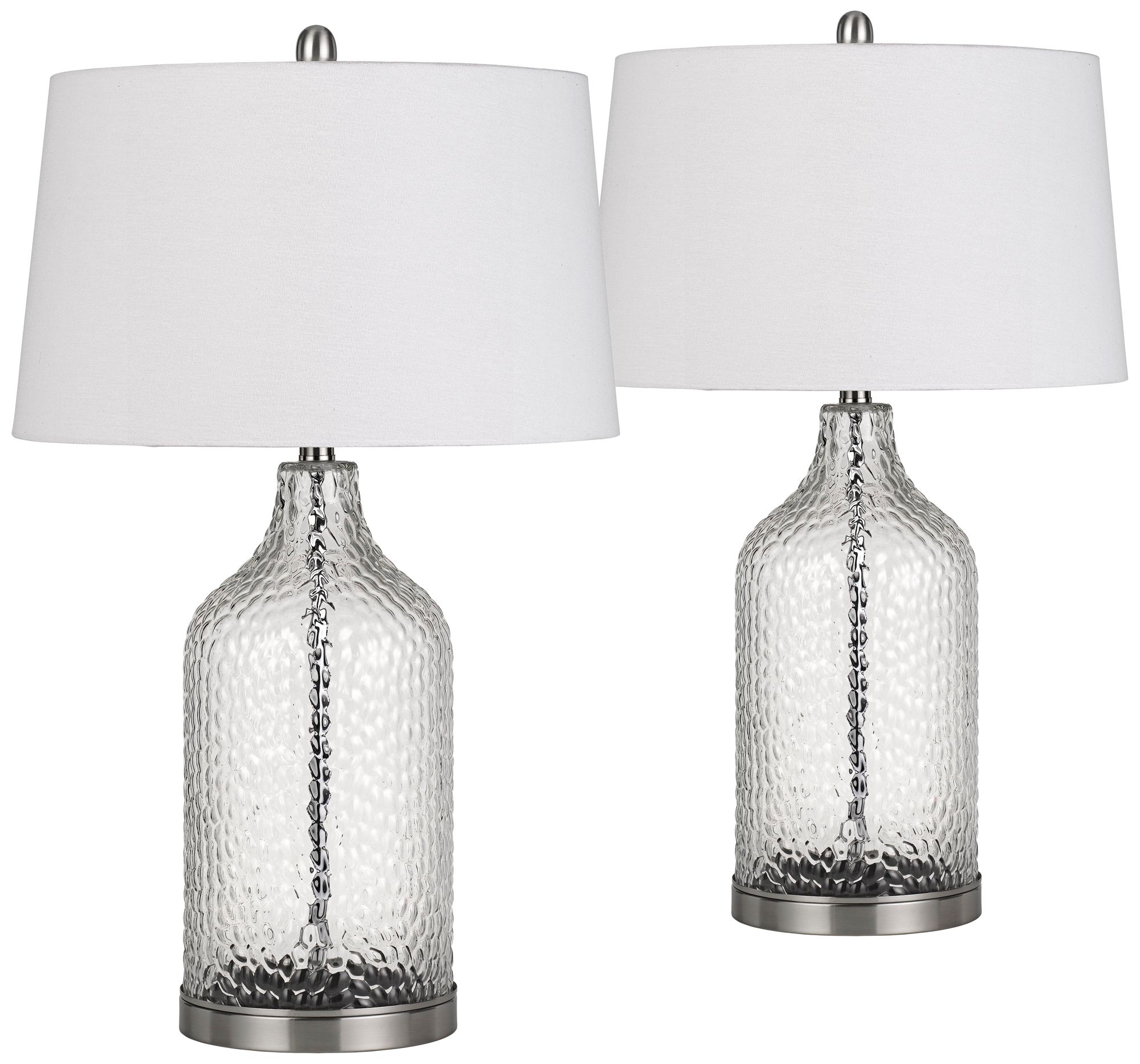 Rimini Clear Glass Raindrop Pattern Jar Table Lamps Set of 2