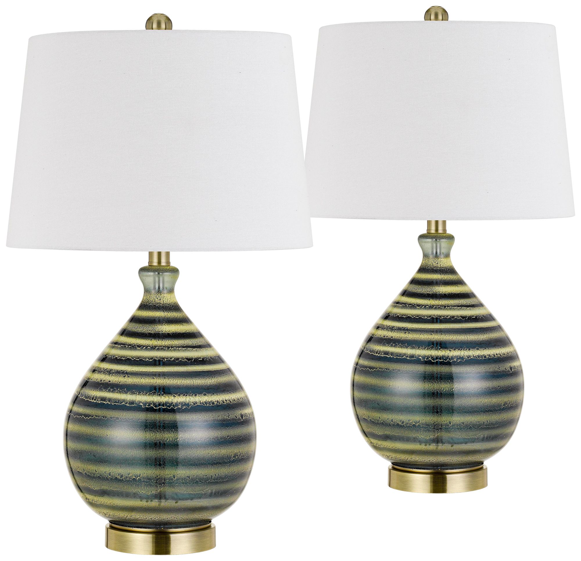 Arpino Crackle Swirl Glass Jar Table Lamps Set of 2
