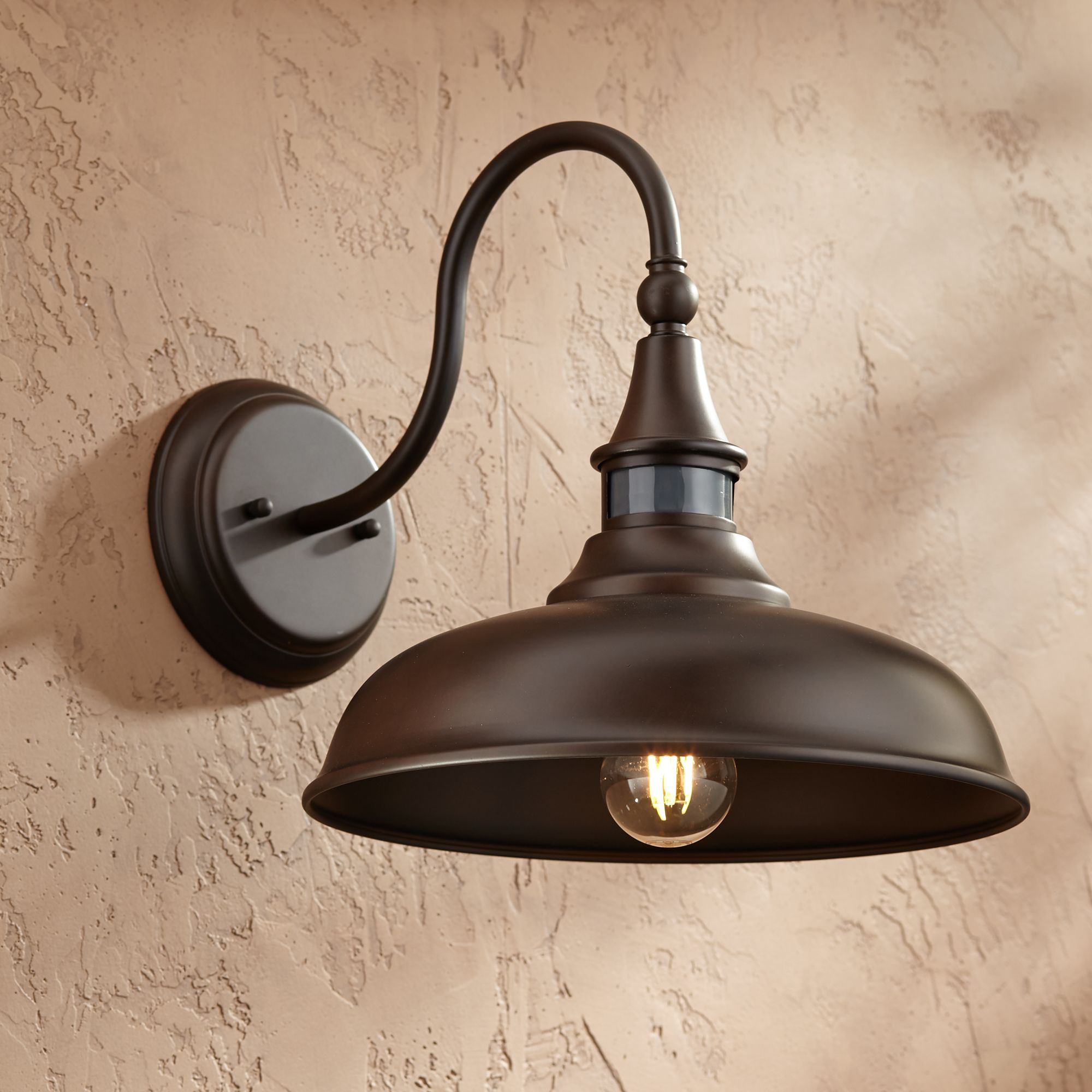 Farmhouse Outdoor Barn Light Fixture Bronze 12 1/2" Motion
