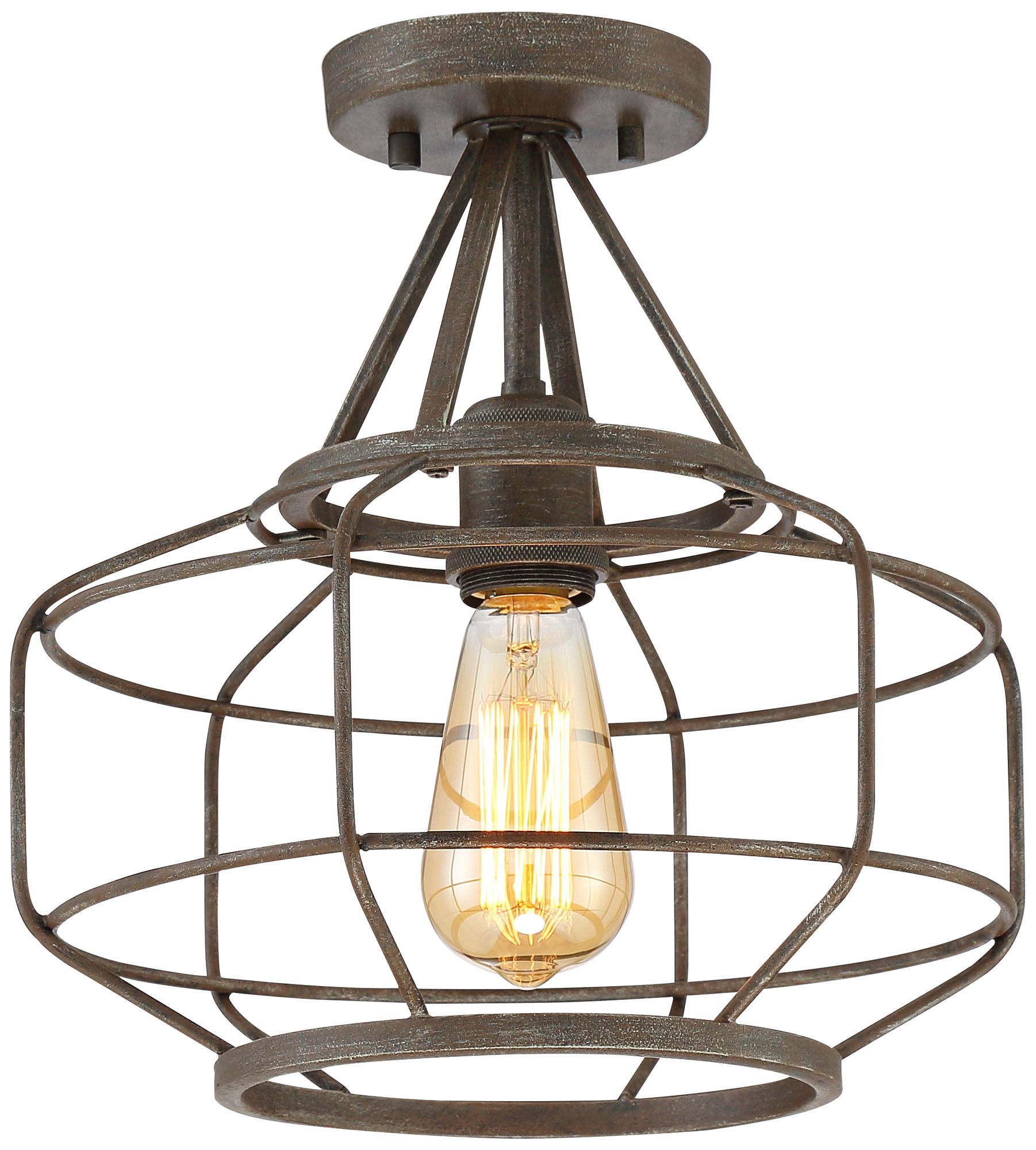 Brady 12" Wide Bronze Open Cage Drum Ceiling Light ...