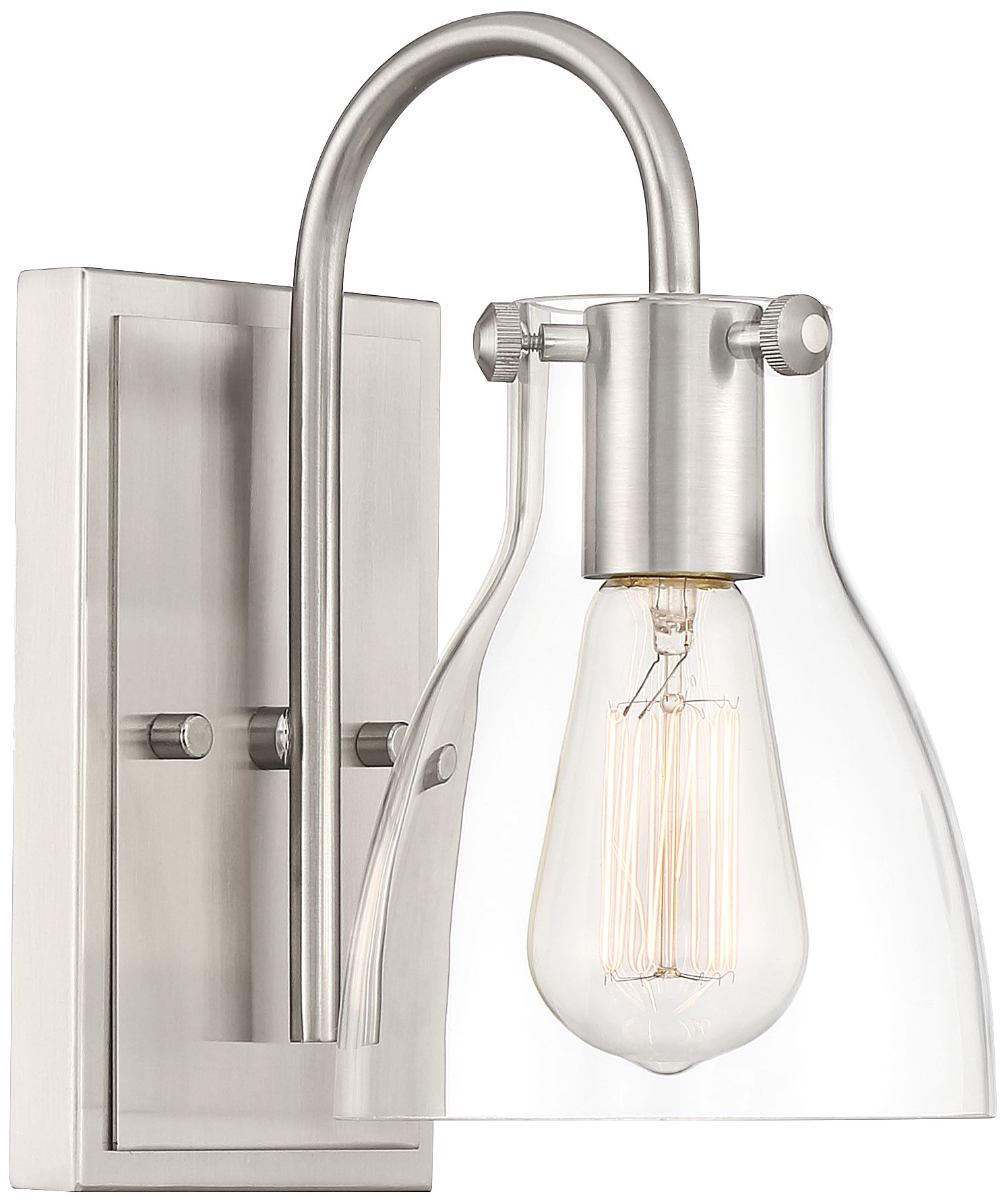 Cyn 10" High Brushed Nickel and Clear Glass Wall Sconce